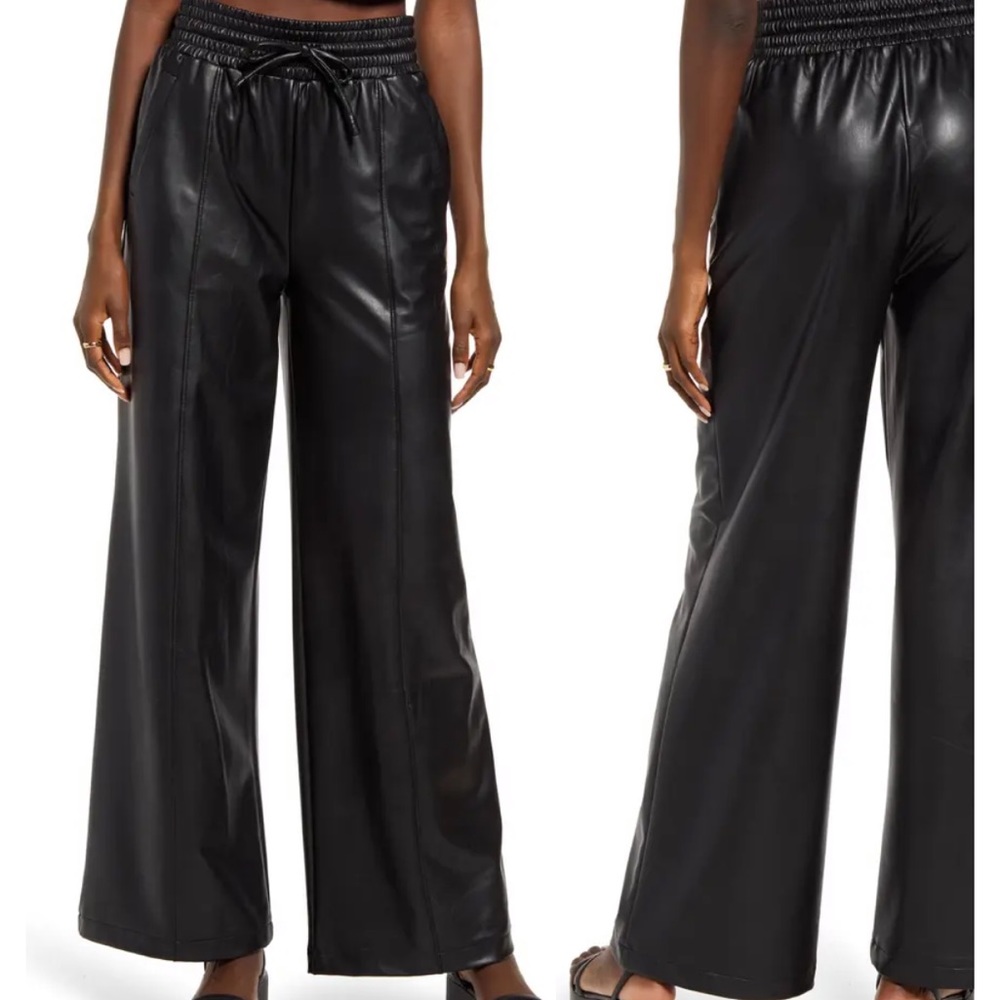OPEN EDIT Faux Leather Wide Leg Pants